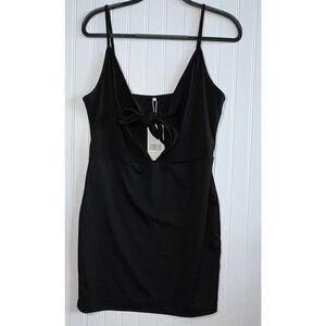 Benibos Dresses Summer Tie Front V-Neck Spaghetti Strap A-line Fit Mini Dress XL